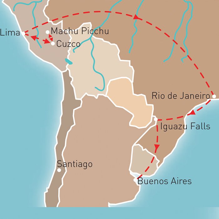 Incas, Samba & Falls Route Map