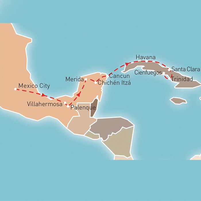 Highlights of Mexico & Cuba Route Map