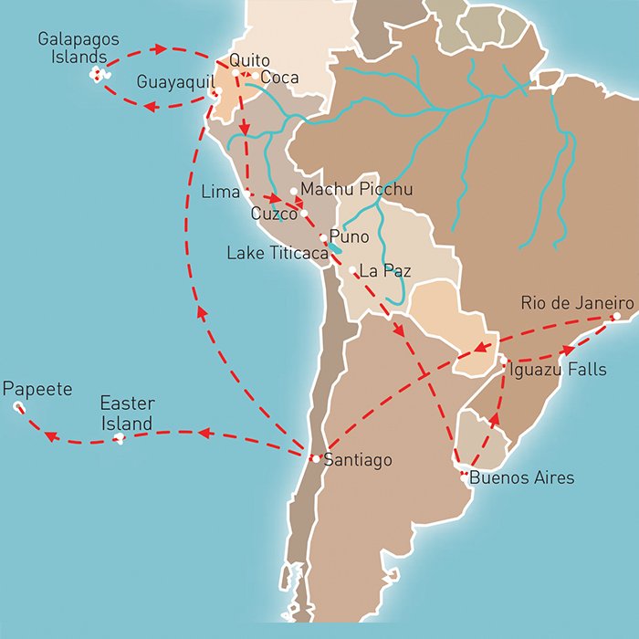 Treasures of South America Route Map