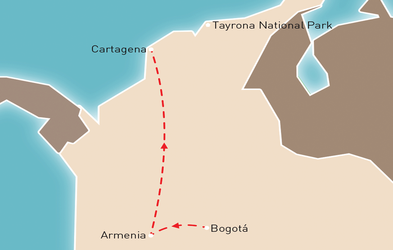 Highlights of Colombia Route Map