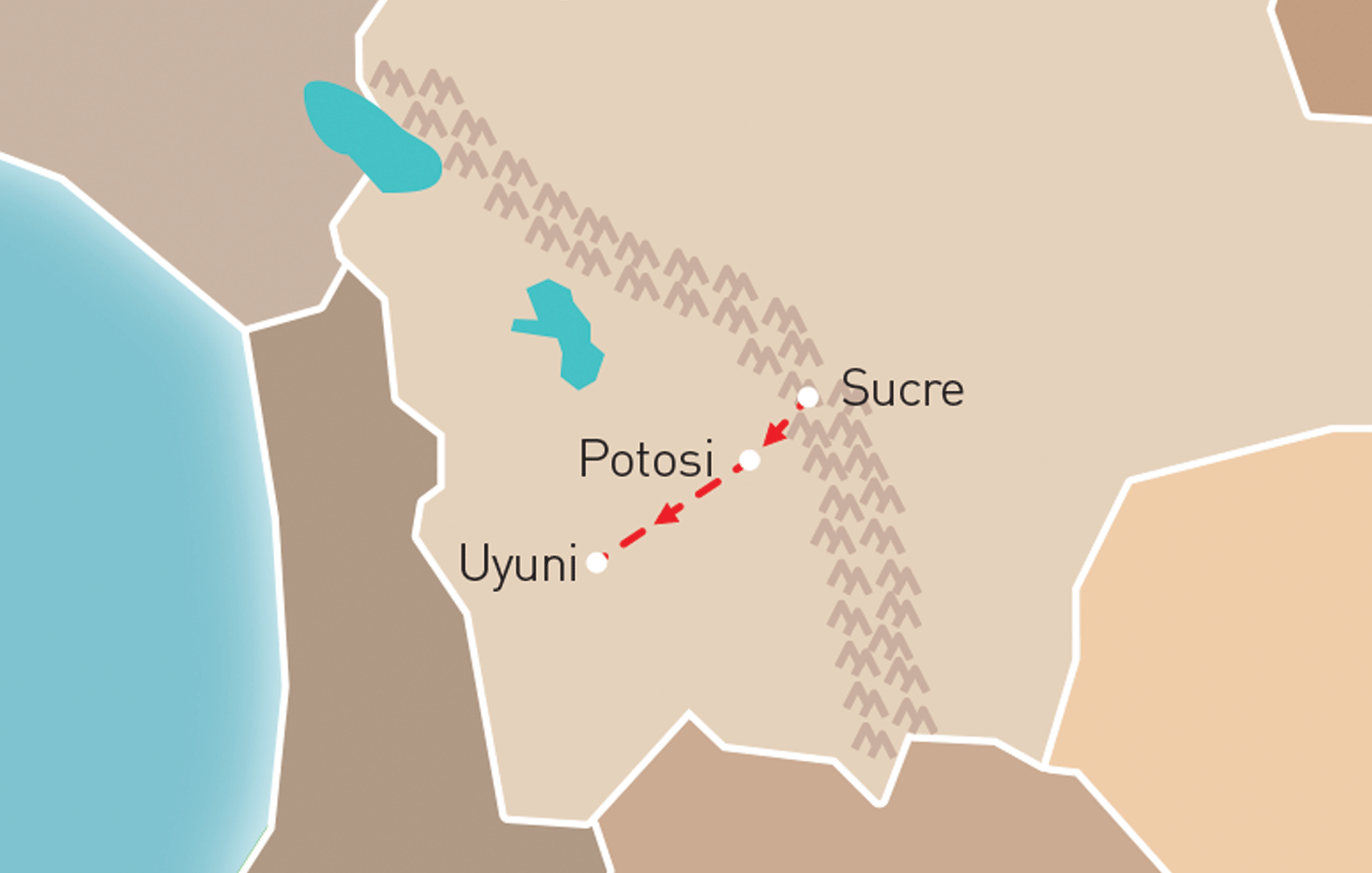 Highlights of Bolivia Route Map