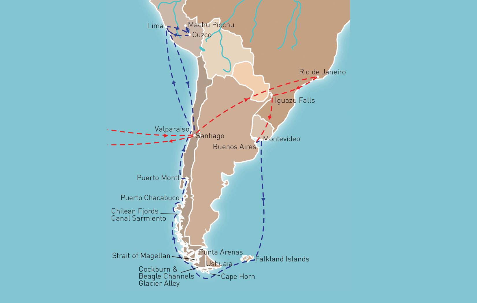South American Voyager Route Map