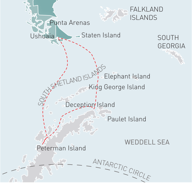 Antarctic Peninsula Route Map