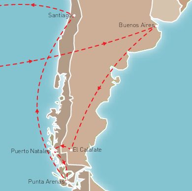 Patagonia: Argentina & Chile Route Map