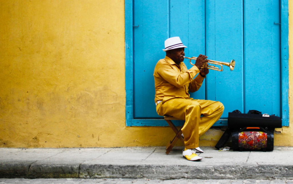 Cuban man playing trumpet